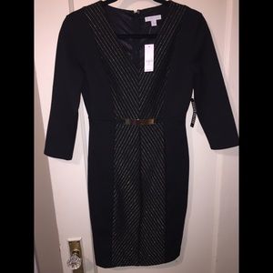Black and gold 3/4 sleeve dress
